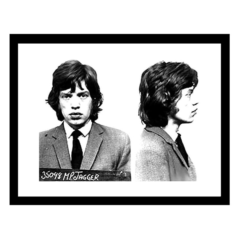 Mick Jagger 1967 Mugshot Photos - 14X18 Framed Print - Wrapped Canvas Painting