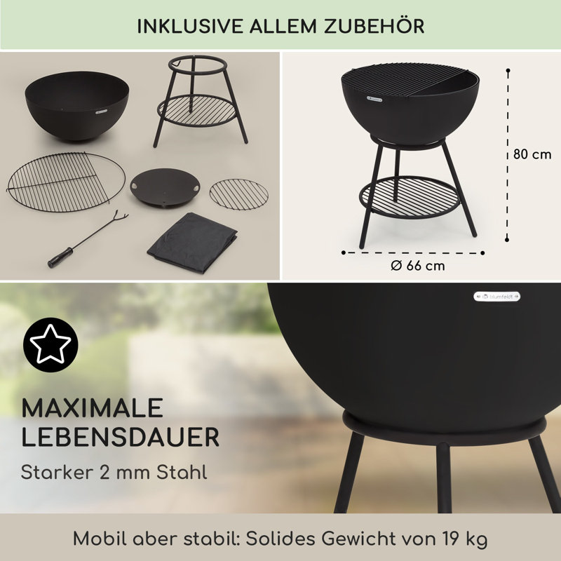 Azuma Circle Smokeless Fire Pit, Black