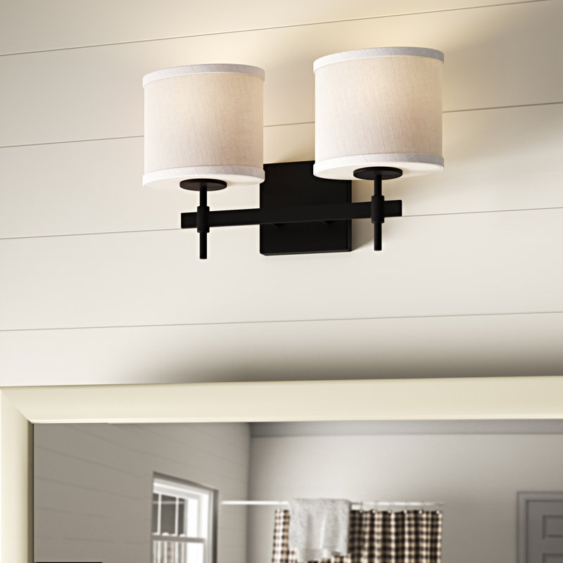 Geoffroy 2 - Light Bath Bar, White, Dark Bronze