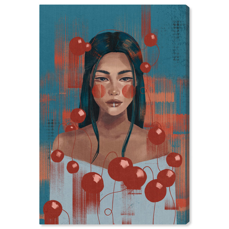 «Cherry Sweet Canvas Modern Boho Portrait» par Art Remedy, Toile tendue, H 24 po x l 16 po