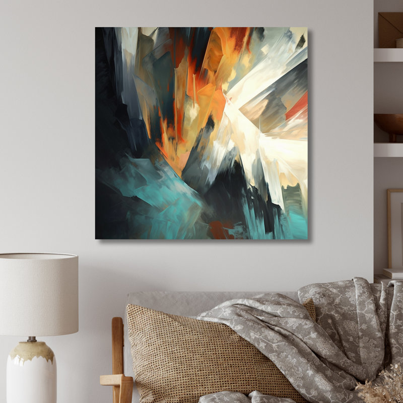 Orange and Blue Abstract Mixed Colors I - Minimalism Metal Wall Décor, 23" H x 23" W x 1" D