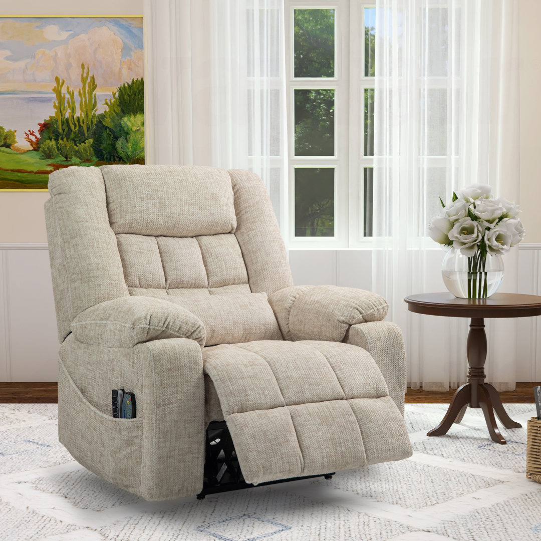 Muli 34.64"W High Back Recliner with Massage and Heat, Dual Motor, Lay Flat Latitude Run® Upholstery 