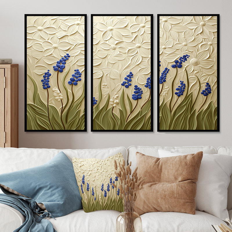 Adaleigh - ensemble d'art mural floral, H 28 po x l 36 po, Reproduction avec cadre flottant, Noir