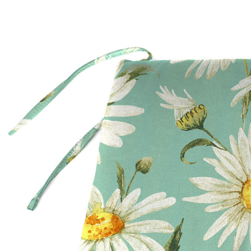 47" x 16" Outdoor Bench Cushion with Ties, Green/White