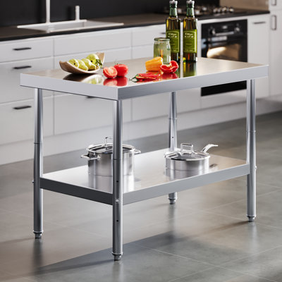 Table en acier inoxydable 30 po x 48 po Precision Zenith Ensemble, table de préparation de cuisine avec tablette réglable, surface métallique certifiée NSF pour la cuisine, le restaurant, l'hôtel et le garage