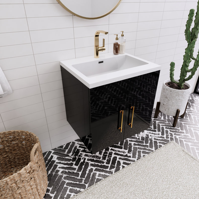 Ensemble de meuble-lavabo simple 24 po Tojuana, Noir lustré