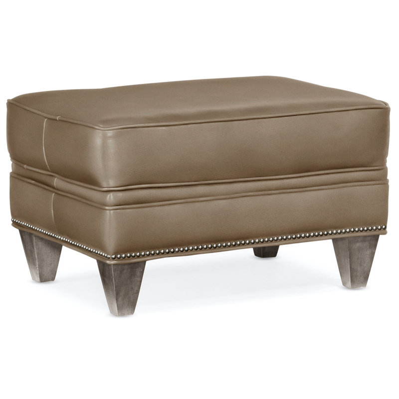 Reddish Ottoman, Gunmetal, Stone, Aline Fumo Genuine Leather