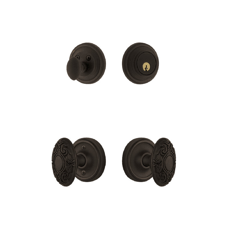 Nostalgic Warehouse Classic Rosette Entry Set with Victorian Knob, Oil-Rubbed Bronze, 2.75