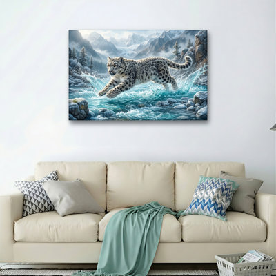 Snow Leopard Canvas Wall Art Oil Painting Print Set Of 1