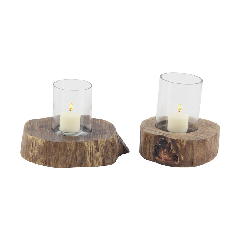 Ensemble de support d’ouragan en bois 2 pièces rustique, H 8 po x l 8 po x P 8 po