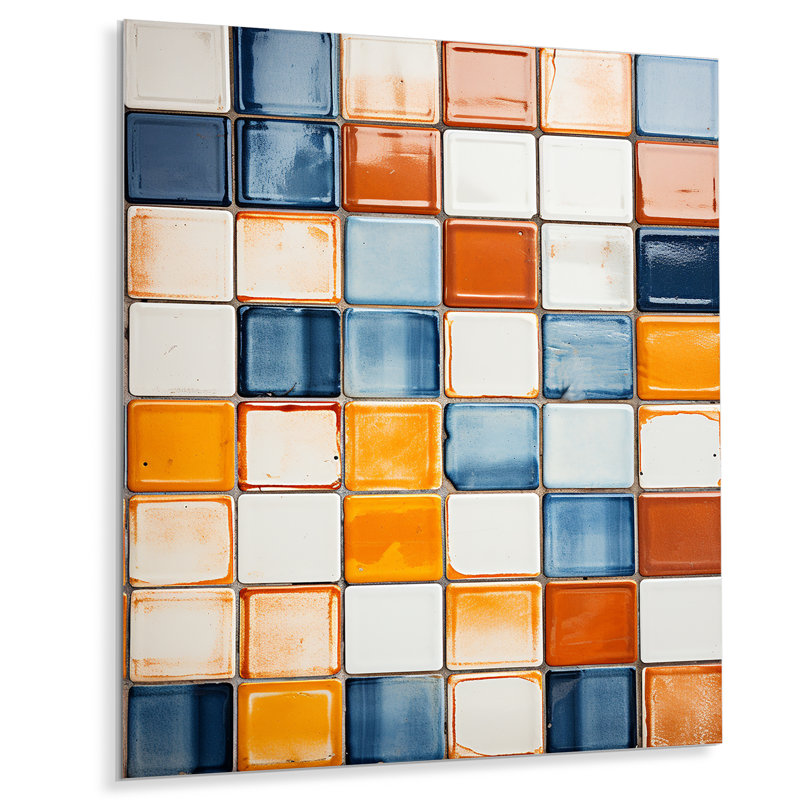 «Earth Tones Color Palette Tiles II», art mural en métal abstrait, H 20 po x l 12 po x P 1 po