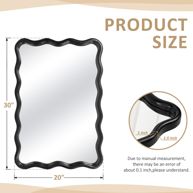 Miroir Axat, 20 po x 30 po, Noir