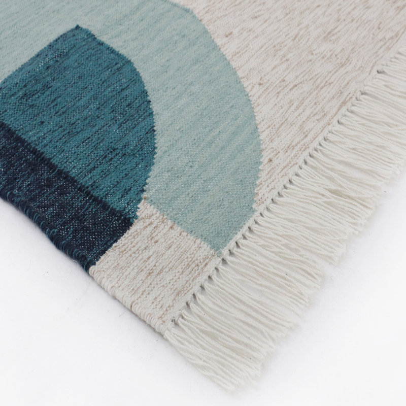 Lagoon Geometric Area Rug in Blue, Runner 2'6" x 12'