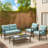 4 Piece Outdoor Rattan Seating Set With Waterproof Cushion Cushions For Patio/Balcony