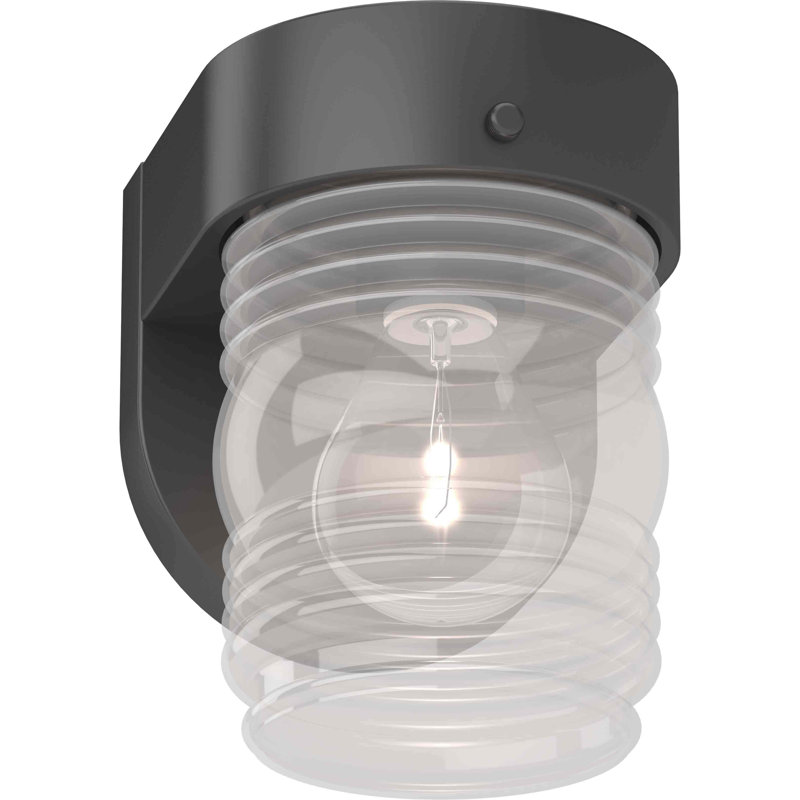 Applique murale 1 lumière en polycarbonate noir pour l'extérieur, Noir