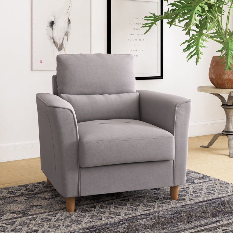 Fauteuil en polyester 35 po Alennah, 100 % polyester gris clair, H 36 po x l 35 po x P 31 po