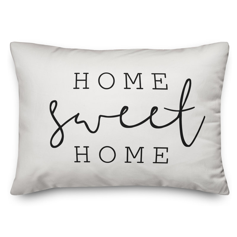 Home Sweet Home Thin Outdoor Rectangular Pillow Cover & Insert, Off White/Black