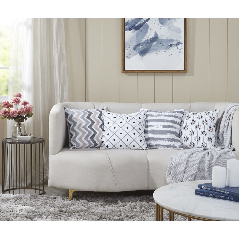 Patinkin Square Cushion Cover, Grey/White/Cream