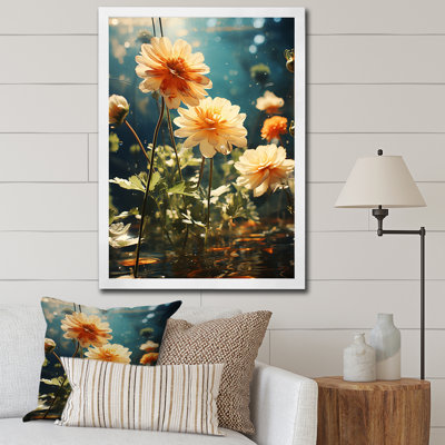 Fleurs de Zinnias jaunes et vertes II