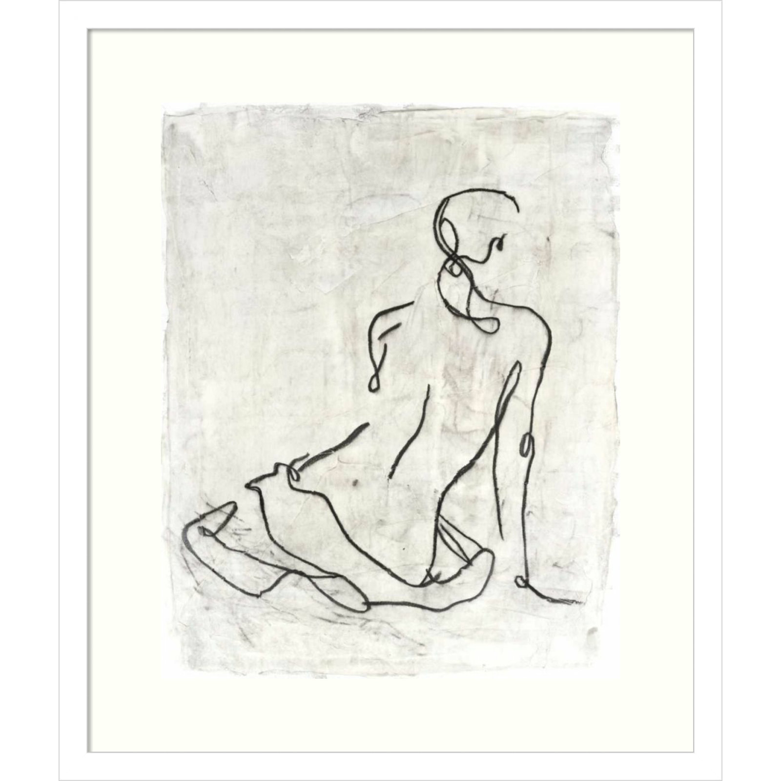 Embellished Gestural Contour I Print, White Framed Paper, 25" H x 21" W