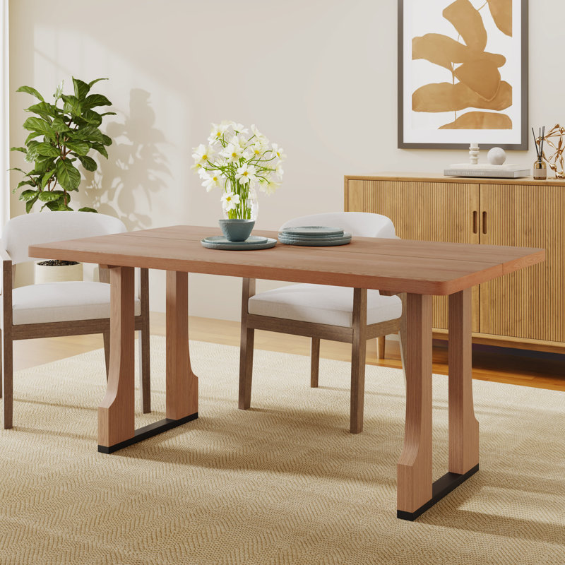 Table de salle à manger rectangulaire 63 "avec pieds en bois massif Case, Naturel