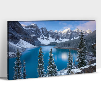 Art mural grand paysage d'hiver - décor de photos de scène d'hiver, art mural sur toile Winter-Wonderland, œuvre d'art de paysage de montagne enneigée pour une décoration sur toile tendue, 32 po x 48 po