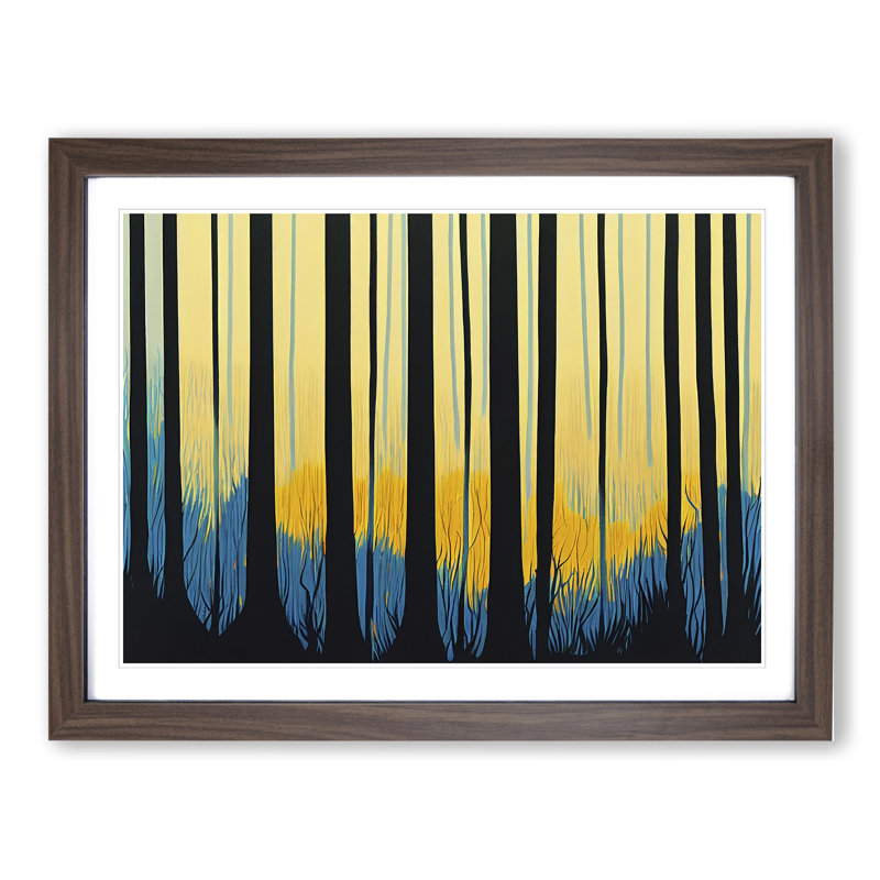 Artistic Abstract Forest - Single Picture Frame Print, 25cm H x 34cm W x 2cm D, Walnut Framed