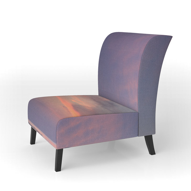 Brechta Vibrant Curve Design II - Velvet Upholstered Modern Slipper Chair, Blue/Orange