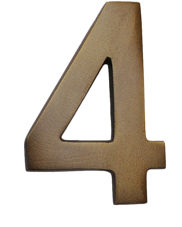 Numéro de maison à fixation flottante 4 po, 4, Cuivre