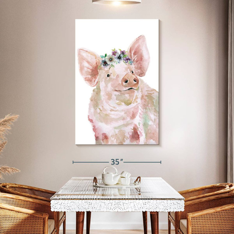 Brampt Flower Crown Pig, 51" H x 34" W