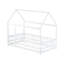 Lit simple en forme de maison avec structure de toit et garde-corps de sécurité, lit pour enfant en bois, blanc-947408424