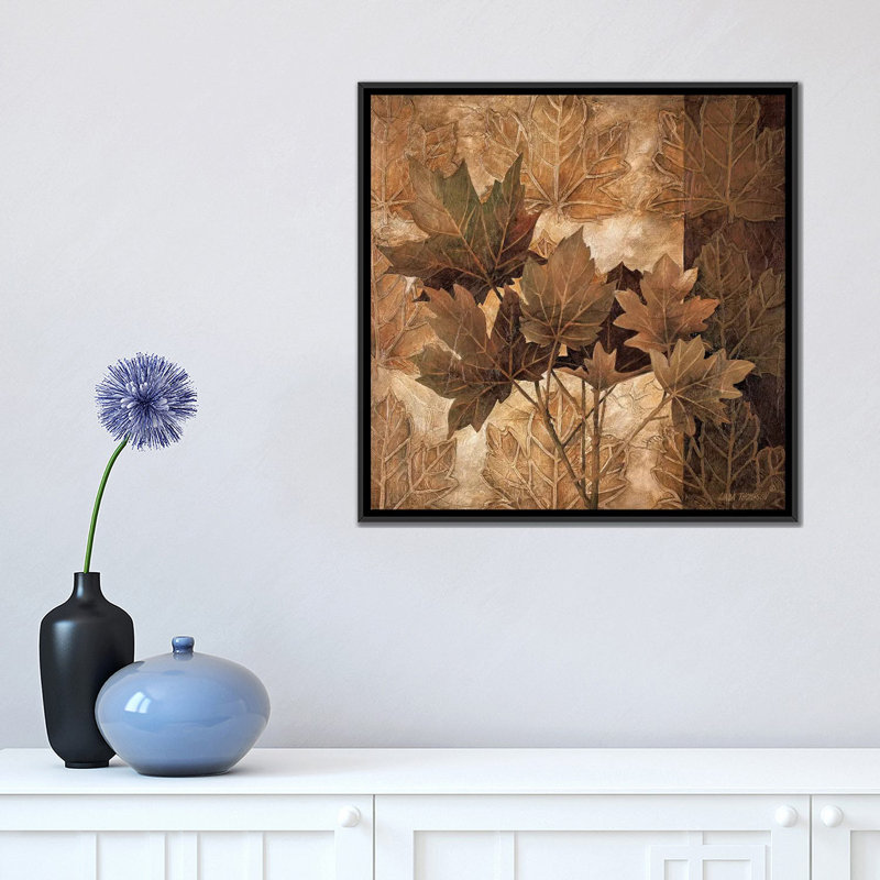 « leaf patterns ii », impression sur toile, H 18 po x l 18 po x P 1,5 po, Toile avec cadre noir, Pas de tapis