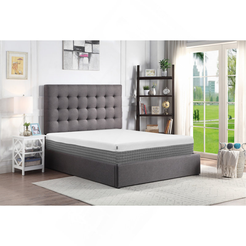 Recharge 5-Layer, 12 Inch Hybrid Memory Foam And Coil Mattress, White And Grey Knit Cover, Full