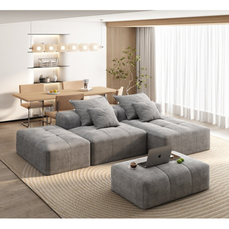 Canapé modulaire surdimensionné moderne avec repose-pieds, Gris