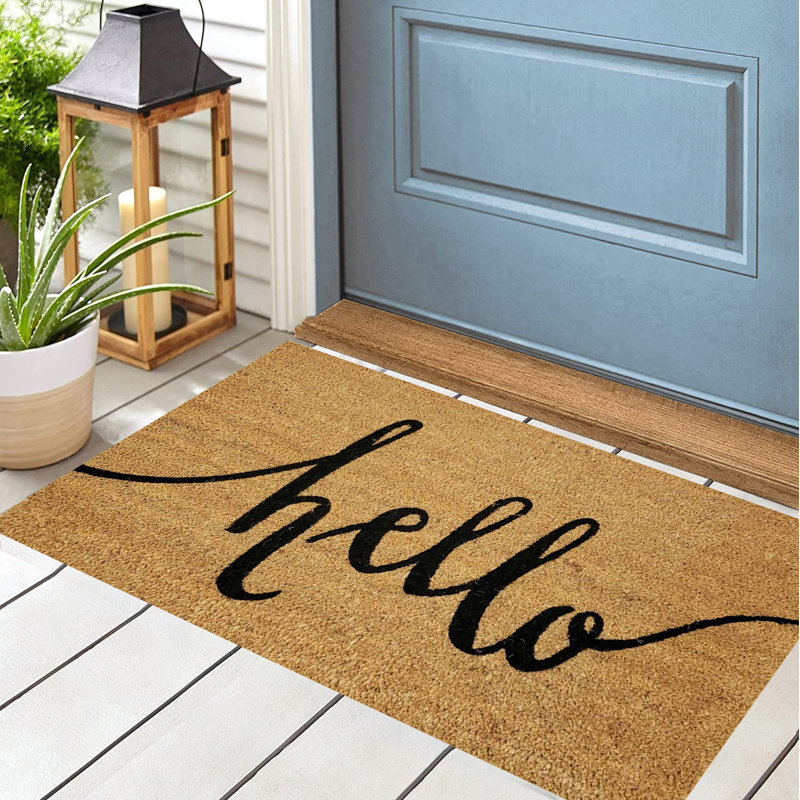 Hello Coir Doormat, 30" W x 18" L
