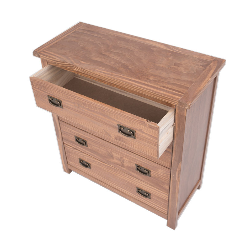 4 Drawer 90Cm Solid Wood Chest
