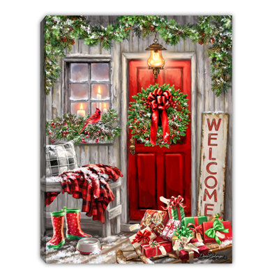 Mini fond de chevalet illuminé Home for Christmas 8x6