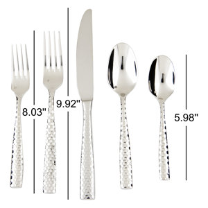 Fortessa Lucca Faceted 5 Piece 18/10 Stainless Steel Flatware Set ...