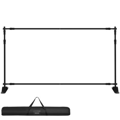 Support de fond de scène 2,4 x 2,4 m (8 x 8 pi), réglable et robuste, avec sac de transport. Parfait pour les fêtes, mariages, photomatons et salons professionnels.