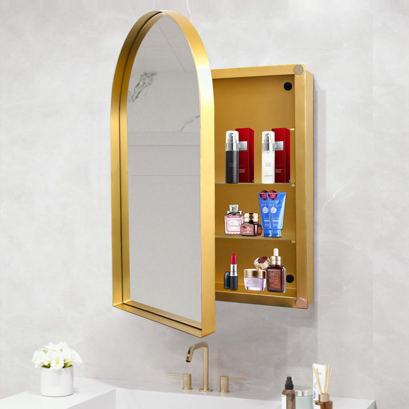 Rebrilliant Wall Arched Medicine Cabinet with Mirror and Adjustable ...