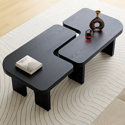 Wooden Nesting Coffee Table Set, Extendable Accent Center Table For Living Room