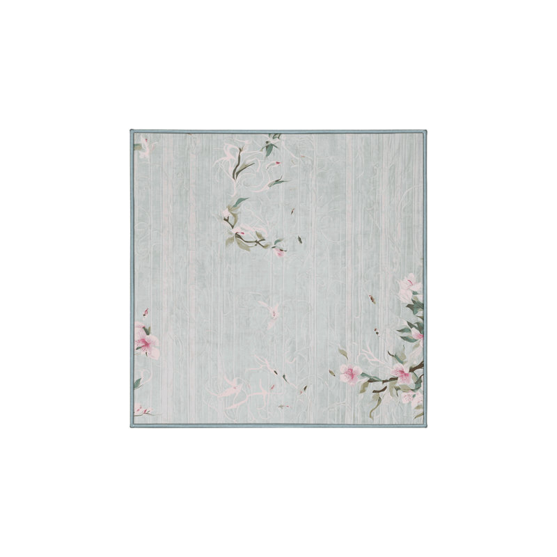 Tapis bleu soyeux et moelleux, Carré 6 pi