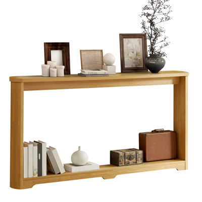 Modern Corrugated Texture Storage Table For Entranceways – Elegant Narrow Wooden Console Sofa Table For Hallways And Front Doors by Winston Porter