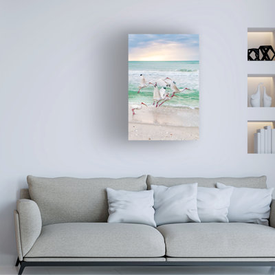 Art mural sur toile tendue - «Mary! Attendez-moi! Art mural vert pour le salon, la chambre à coucher ou le bureau - 16 x 24