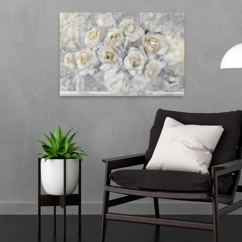 Fleurs fluides 2, art romantique impressionniste élégant, H 16 po x l 24 po