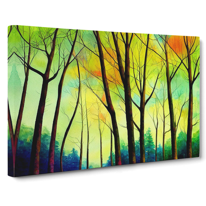 Watercolour Spring Forest - Wrapped Canvas, 50cm H x 76cm W x 3cm D