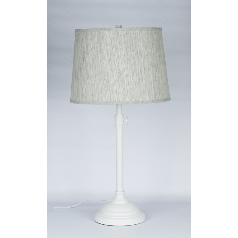 Lampe de table 34 po Caitlynne, Lin gris, Blanc