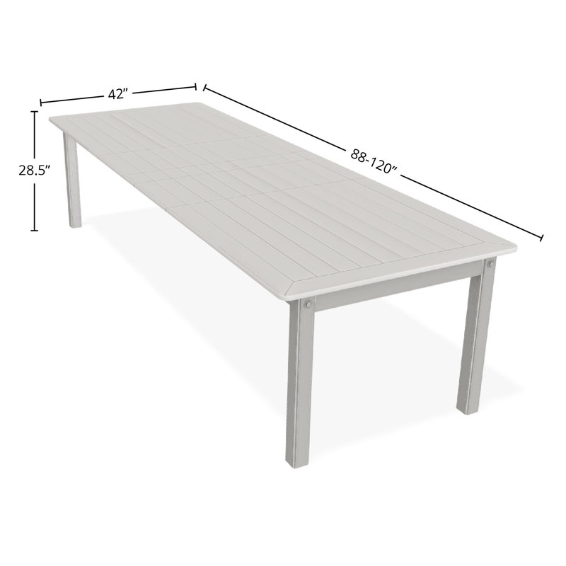Table de salle à manger extensible 42 po x 120 po en polyester de qualité marine avec trou pour parasol, Brun / neige