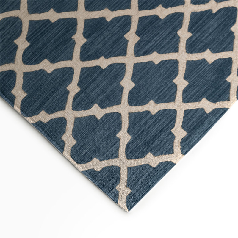 Tapis bleu intérieur et extérieur Trellis, Rectangle 5 pi x 7 pi