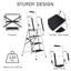 Échelle 4 marches pour escabeau pliable pour adultes avec mains courantes et sac à outils - Escabeau à structure antidérapante en acier d'une capacité de 330 lb - Échelles pliables pour la maison, la cuisine ou la chambre à coucher par Stalwart